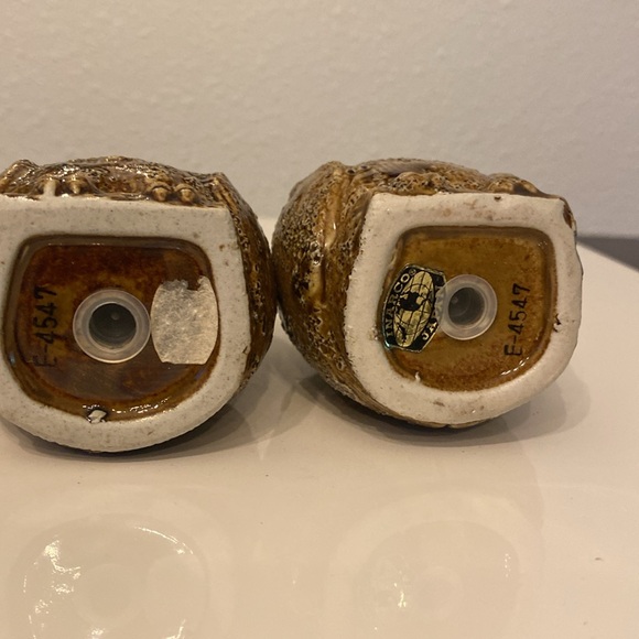 Vintage Rare INARCO Japan Numbered Textured Owl Brown Salt Pepper Shaker Set - Picture 9 of 11